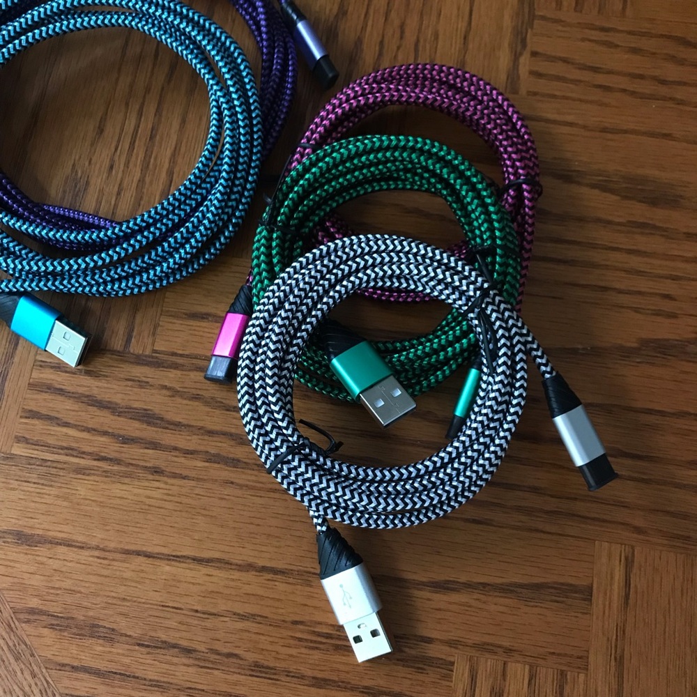 Five NWOT E-3 USB 2.0 to Micro USB Charging Cables